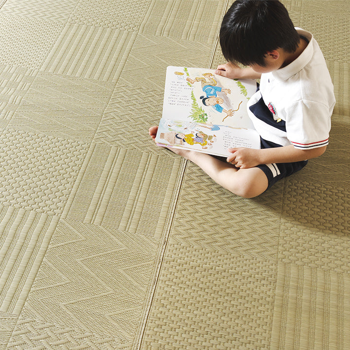 市松模様のい草上敷きカーペット 団地間サイズ
