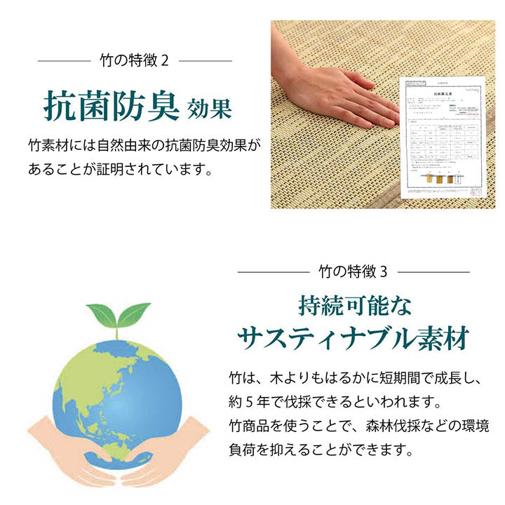 シンプルなデザインで年間使用しやすいバンブーラグ ルクス