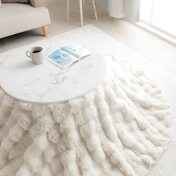 ラビットファー調のプレミアムな触り心地のこたつ掛け布団 円形185cmサイズ