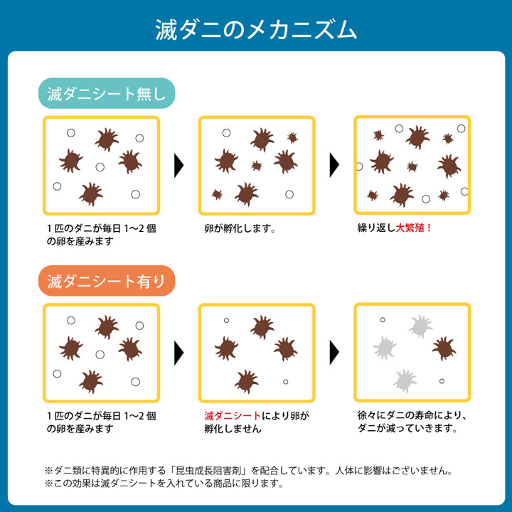 掛け布団 ダニ増殖抑制99%を実現する特殊滅ダニシートを使用