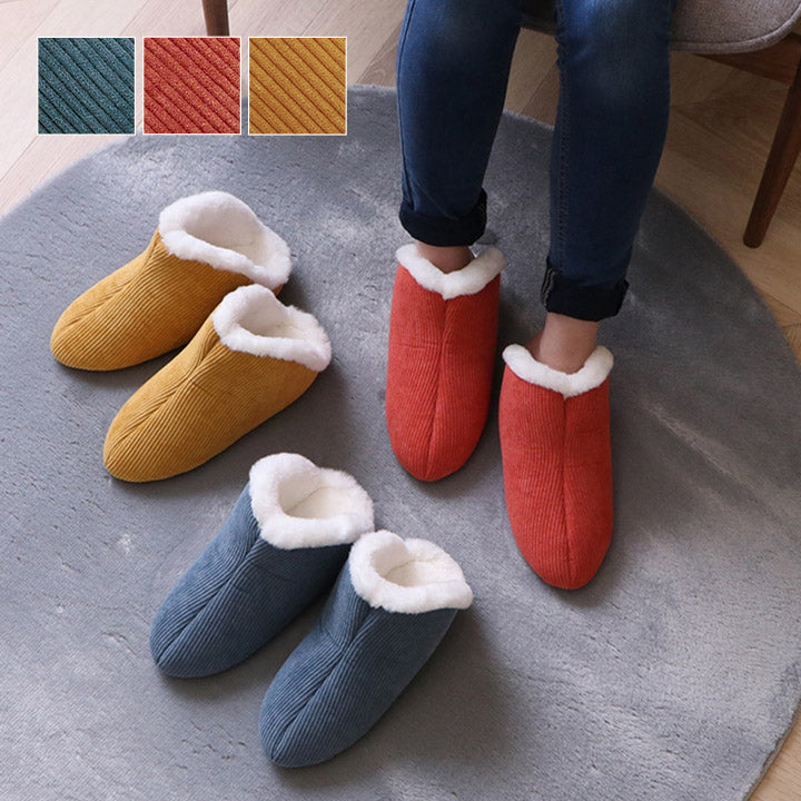 ルームシューズ スリッパ コーデュロイ風のポコポコとした素材感