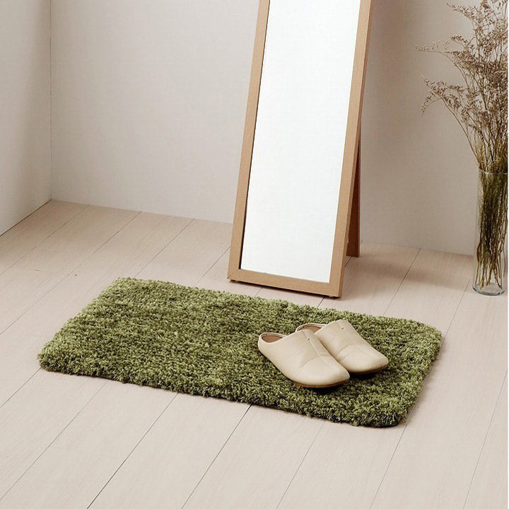 ミックスシャギーのシンプルでナチュラルカラーのインテリアマット ふんわりシャギー