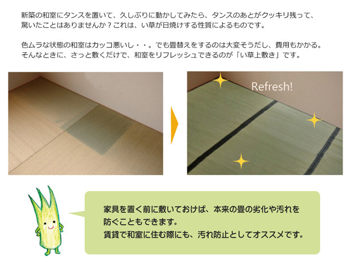 国産い草上敷き 清正 見た目の美しさと耐久性にこだわり抜いた上敷き 本間サイズ