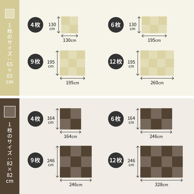水や汚れに強い置き畳 キッズ向けのプレイマットからシニアのお昼寝 綾模様 約65×65×2.5cm