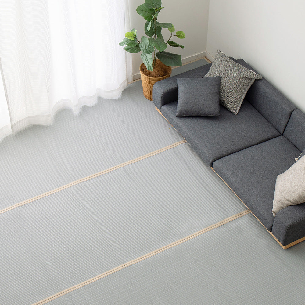 い草のような自然な風合いで丈夫で長持ち洗えるい草風カーペット 四条 江戸間サイズ