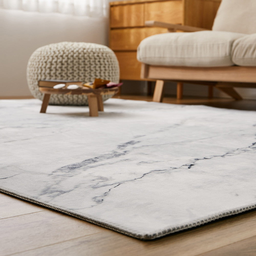 大理石柄のソフトフランネルラグ 海外風インテリアやホワイトコーデにあうシックなデザイン