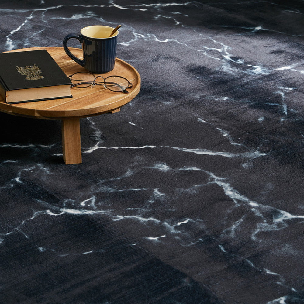 大理石柄のソフトフランネルラグ 海外風インテリアやホワイトコーデにあうシックなデザイン