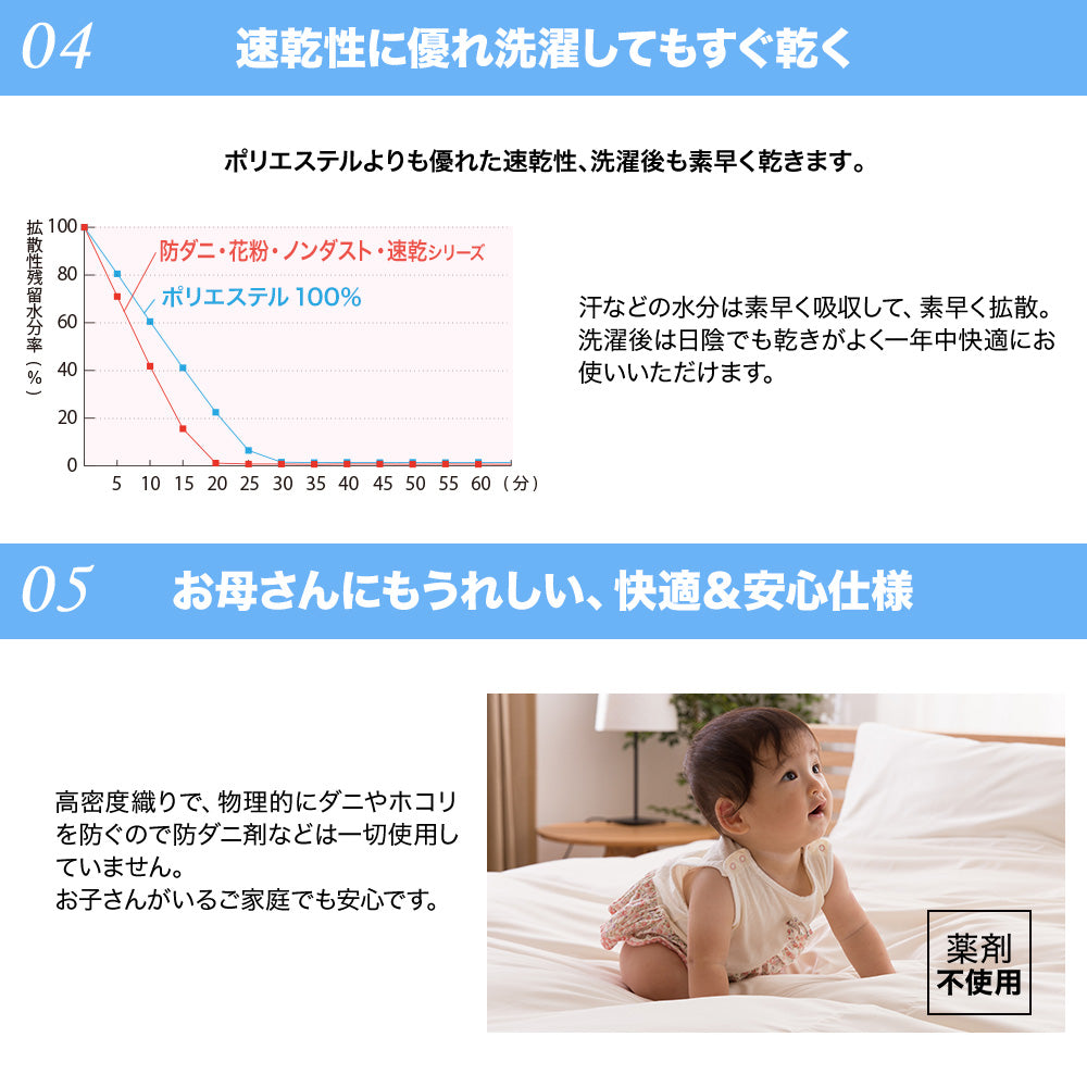 枕カバー TEIJIN 防ダニ・花粉・ノンダスト・速乾
