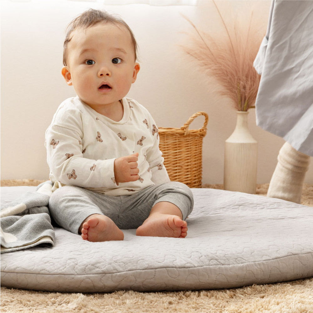 綿100%の円形マルチマット イブル 赤ちゃんの肌にもやさしくやわらかな肌ざわり