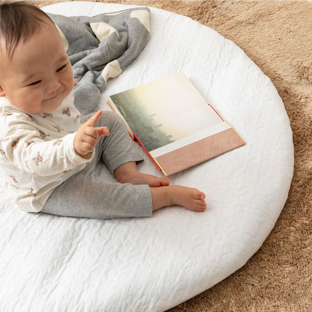 綿100%の円形マルチマット イブル 赤ちゃんの肌にもやさしくやわらかな肌ざわり