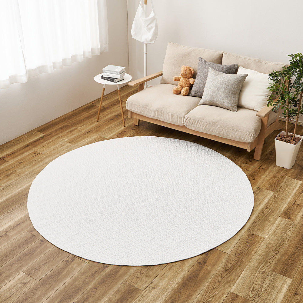 イブル 綿100%の洗えるラグ マルチカバーやベッドカバーとしても使える 円形
