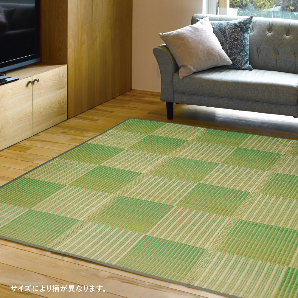 和モダンテイストのい草ラグ クレパス 中材にウレタンを約12mm入れた3層構造