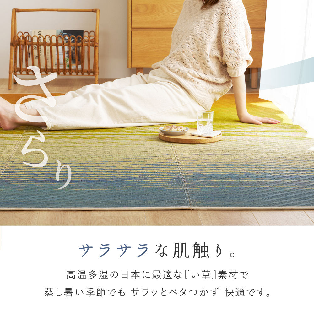 美しいグラデーションデザインのい草ラグ(裏貼り) 彩風 いろかぜ