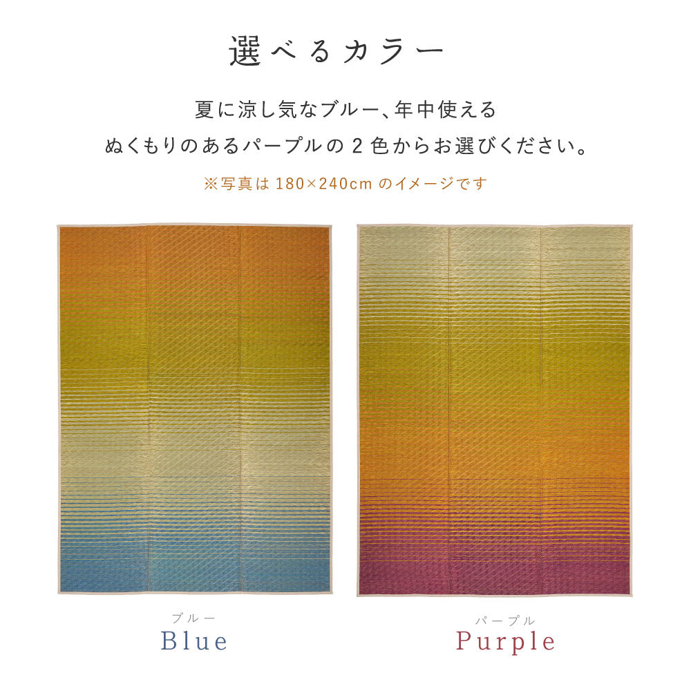美しいグラデーションデザインのい草ラグ(裏貼り) 彩風 いろかぜ