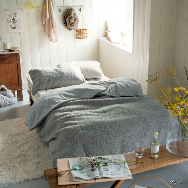 ふわモコ掛け布団カバー 暖かくてふわふわの触り心地が秋冬にぴったり シープ調ボアとフリース【Fab the Home】