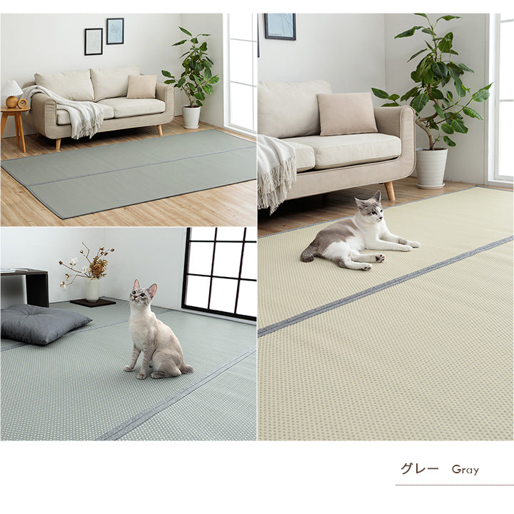 水洗いできるい草風カーペット 両面使えるリバーシブル仕様 ミーサ 江戸間サイズ