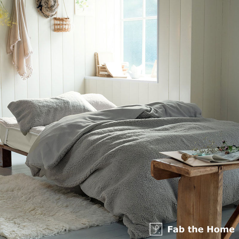 ふわモコ掛け布団カバー 暖かくてふわふわの触り心地が秋冬にぴったり シープ調ボアとフリース【Fab the Home】