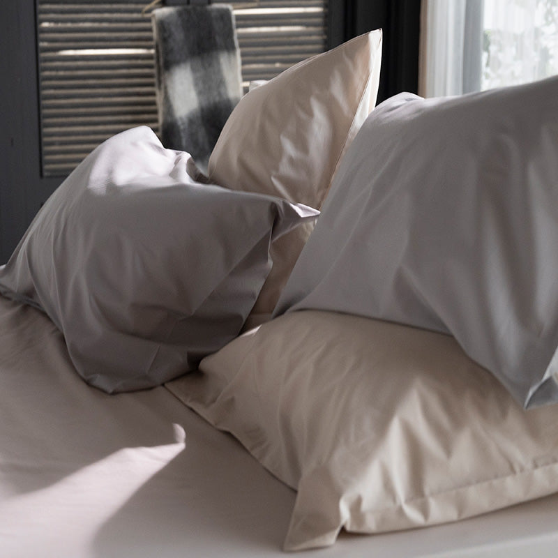 綿100%枕カバー ソリッド なめらかで張りのある触り心地 2枚セット【Fab the Home】