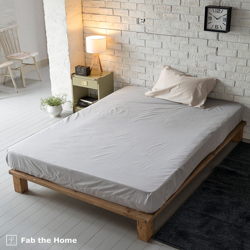 綿100%ボックスシーツ ソリッド なめらかで張りのある触り心地【Fab the Home】