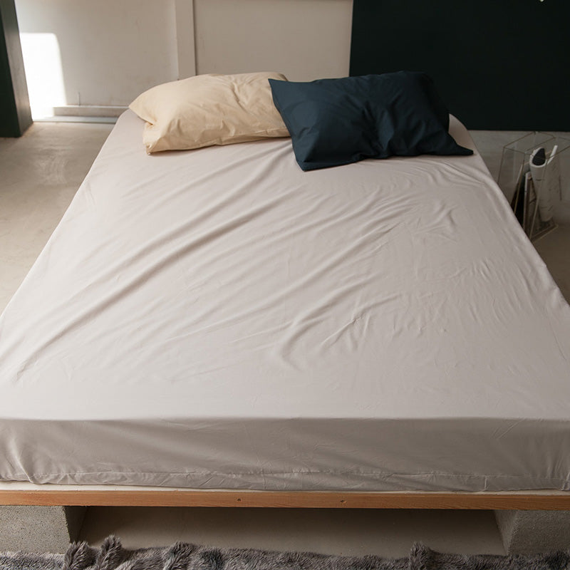 綿100%ボックスシーツ ソリッド クイーン なめらかで張りのある触り心地【Fab the Home】