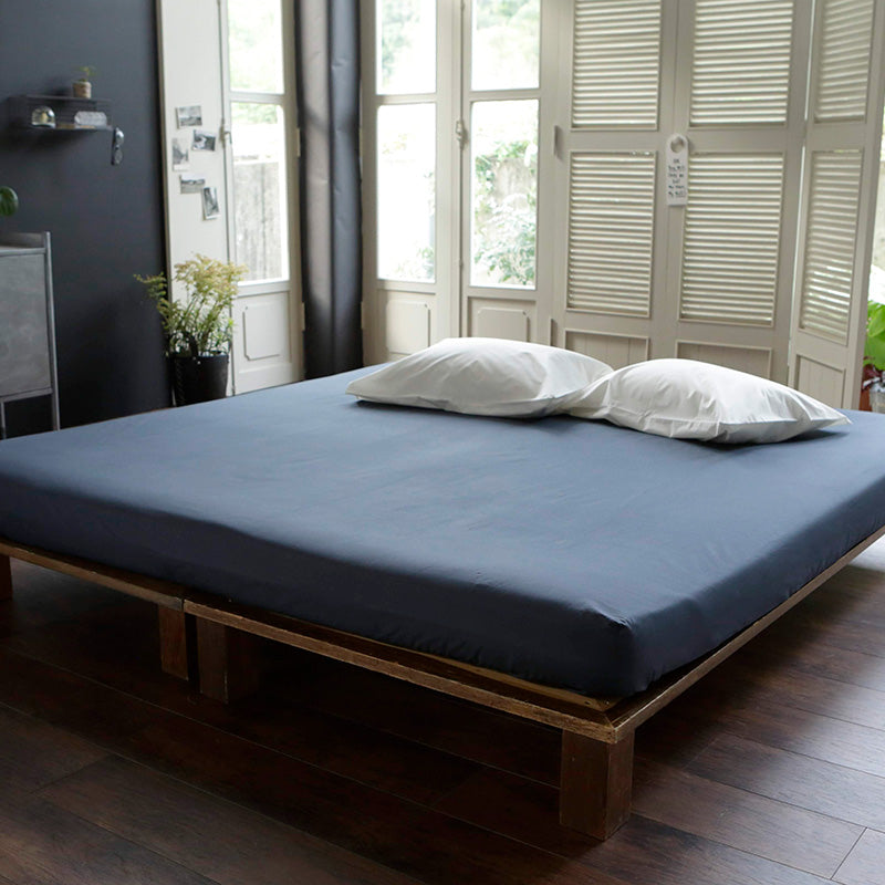 綿100%ボックスシーツ ソリッド ワイドキング なめらかで張りのある触り心地【Fab the Home】