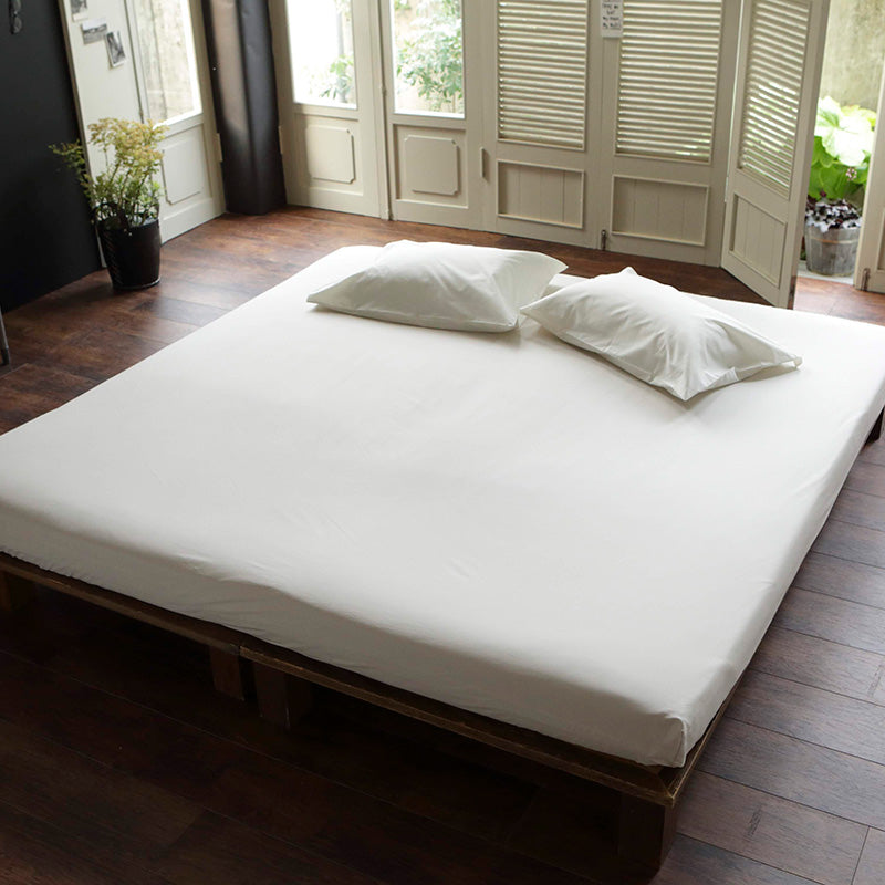 綿100%ボックスシーツ ソリッド ワイドキング なめらかで張りのある触り心地【Fab the Home】