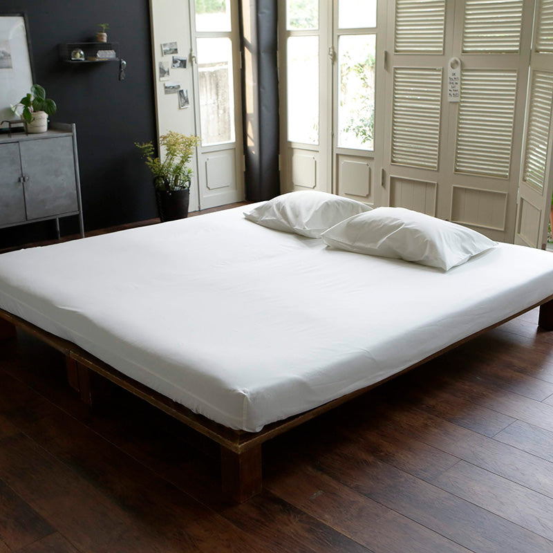 綿100%ボックスシーツ ソリッド ワイドキング なめらかで張りのある触り心地【Fab the Home】