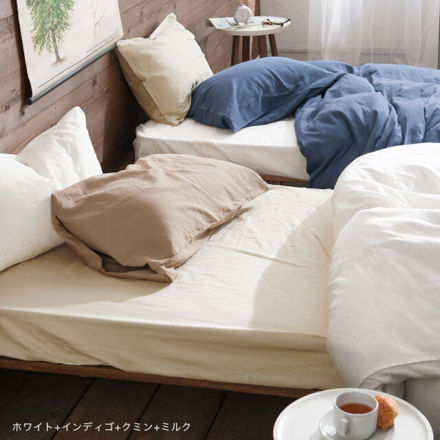 サラッとして快適なガーゼボックスシーツ クイーン ダブルガーゼ なめらかな風合いが心地よい【Fab the Home】