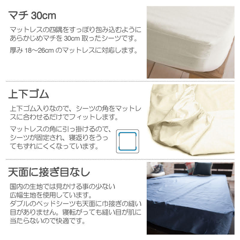 サラッとして快適なガーゼボックスシーツ クイーン ダブルガーゼ なめらかな風合いが心地よい【Fab the Home】