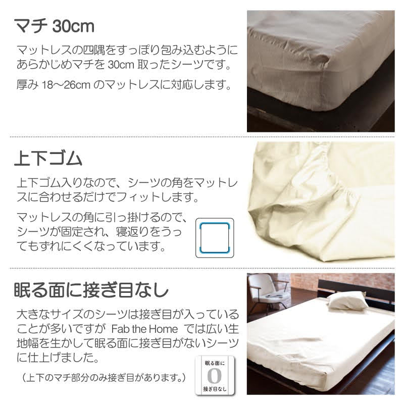 凹凸織りでデコボコ表面のボックスシーツ ハニカム 吸湿・発散性でサラサラ【Fab the Home】