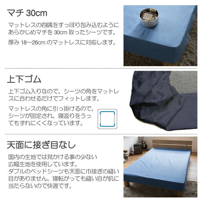 やさしいソフトなデニムボックスシーツ ライトデニム【Fab the Home】