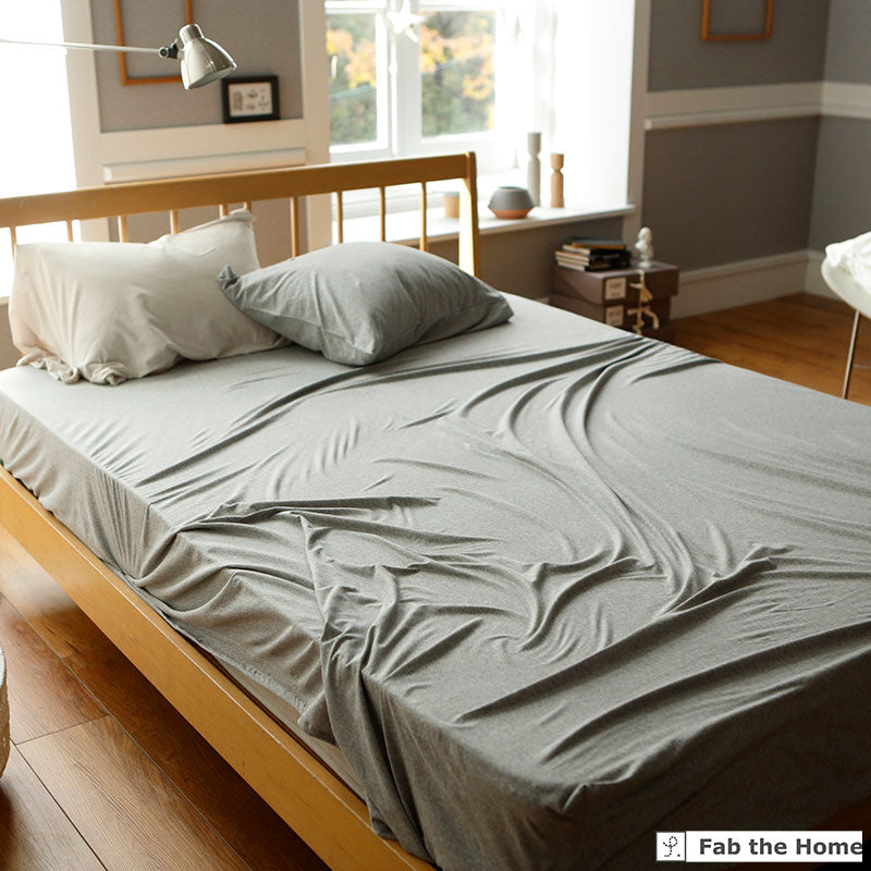 ふんわりなめらかニットのボックスシーツ クイーン プレインニット ほどよいストレッチ性と肌触り【Fab the Home】