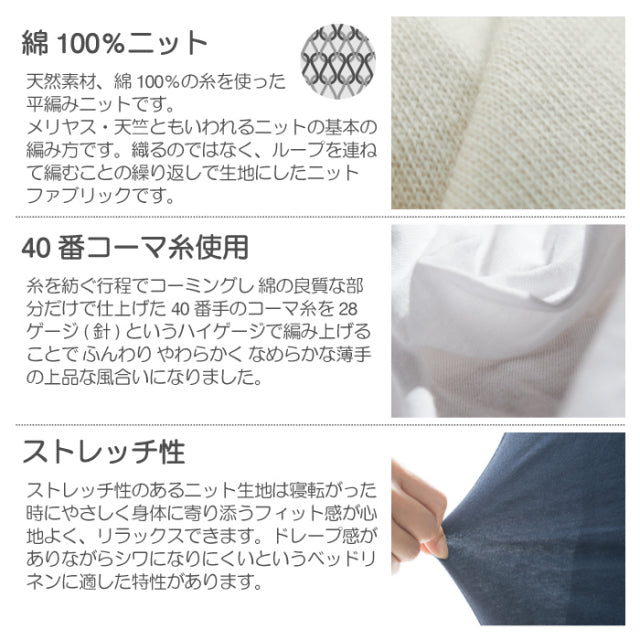 ふんわりなめらかニットのボックスシーツ ワイドキング プレインニット ほどよいストレッチ性と肌触り【Fab the Home】