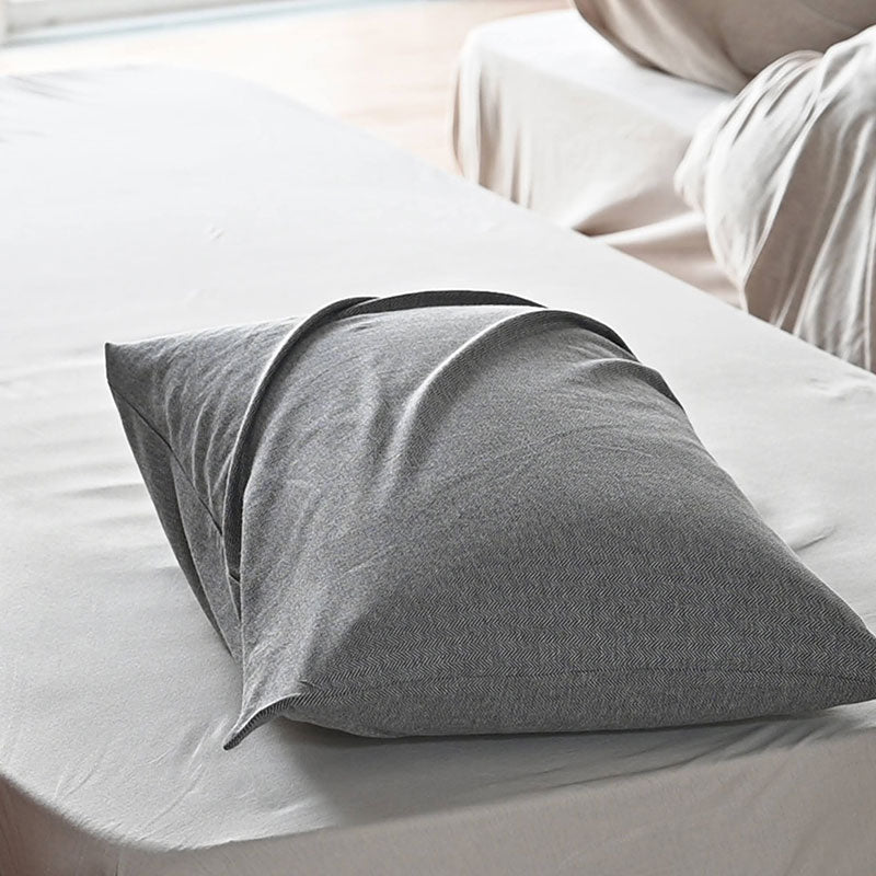 ふんわり杢糸ジャカード枕カバー ヘリンボーンニット 2枚セット【Fab the Home】