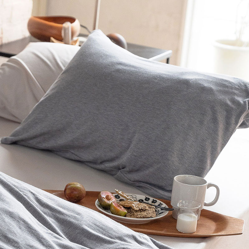 ふんわり杢糸ジャカード枕カバー ヘリンボーンニット 2枚セット【Fab the Home】