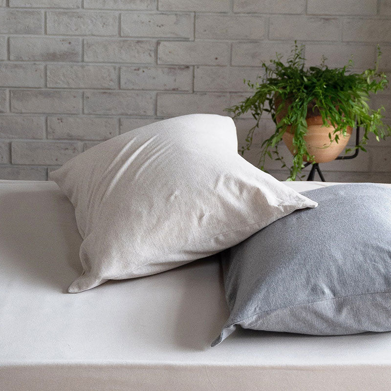 ふんわり杢糸ジャカード枕カバー ヘリンボーンニット 2枚セット【Fab the Home】