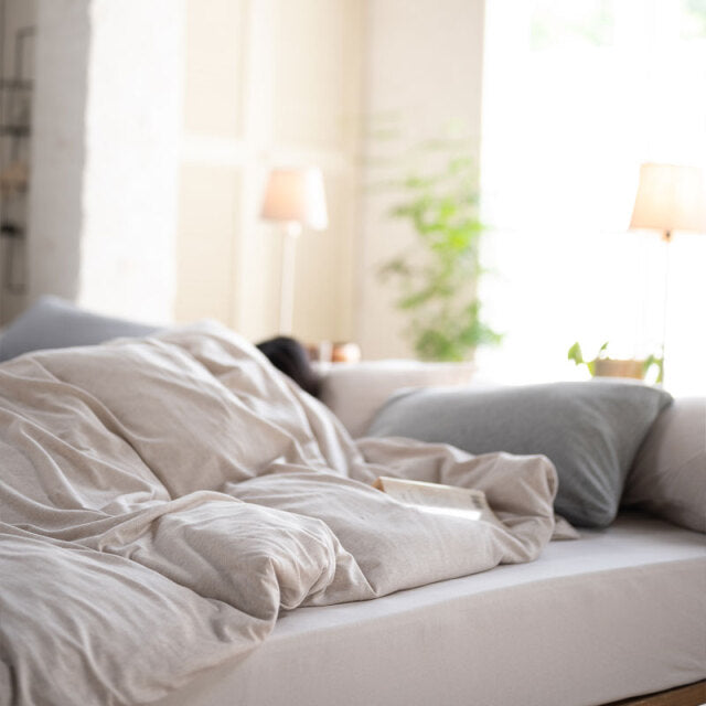 ふんわり杢糸ジャカード掛け布団カバー ヘリンボーンニット【Fab the Home】