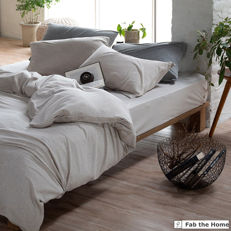 ふんわり杢糸ジャカード掛け布団カバー ヘリンボーンニット【Fab the Home】