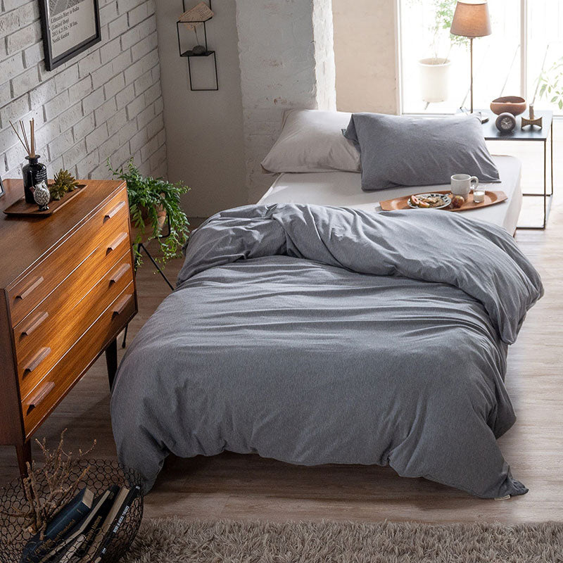 ふんわり杢糸ジャカード掛け布団カバー ヘリンボーンニット【Fab the Home】