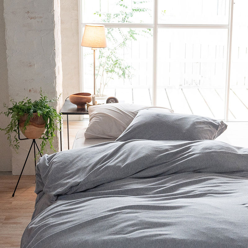 ふんわり杢糸ジャカード掛け布団カバー ヘリンボーンニット【Fab the Home】