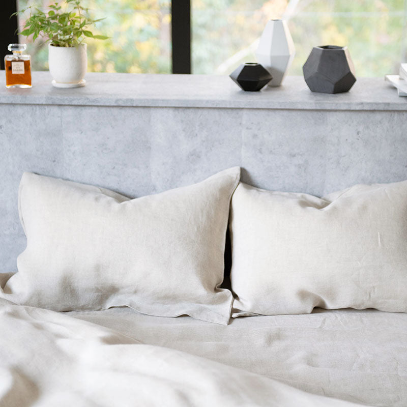 上質なリネン麻の枕カバー ファインリネン ワンウォッシュ 2枚セット【Fab the Home】
