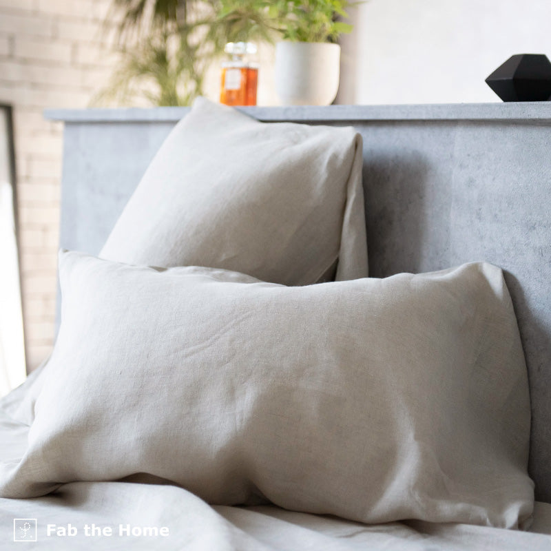 上質なリネン麻の枕カバー ファインリネン ワンウォッシュ 2枚セット【Fab the Home】