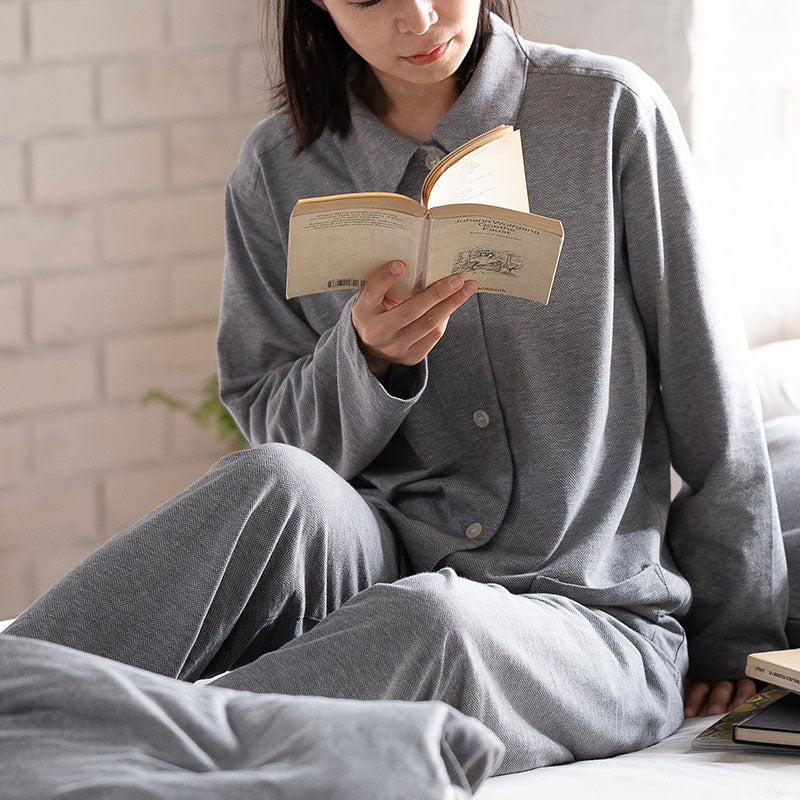 ふんわり杢糸ジャカードのレディースパジャマ ヘリンボーンニット【Fab the Home】