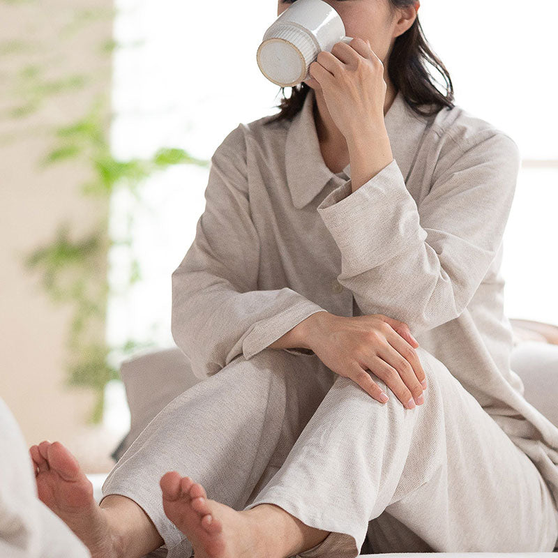 ふんわり杢糸ジャカードのレディースパジャマ ヘリンボーンニット【Fab the Home】