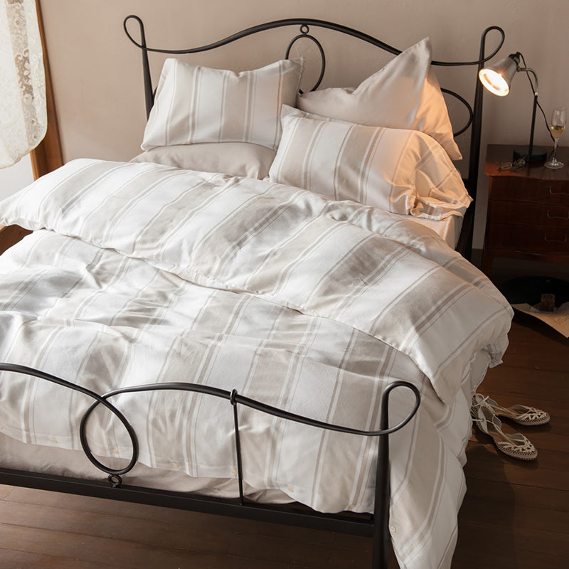 織りと色糸の組合せがシックなストライプ コンフォーターカバー【Fab the Home】