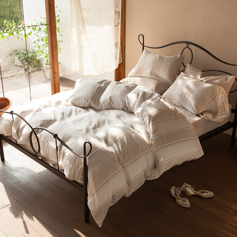 織りと色糸の組合せがシックなストライプ コンフォーターカバー【Fab the Home】