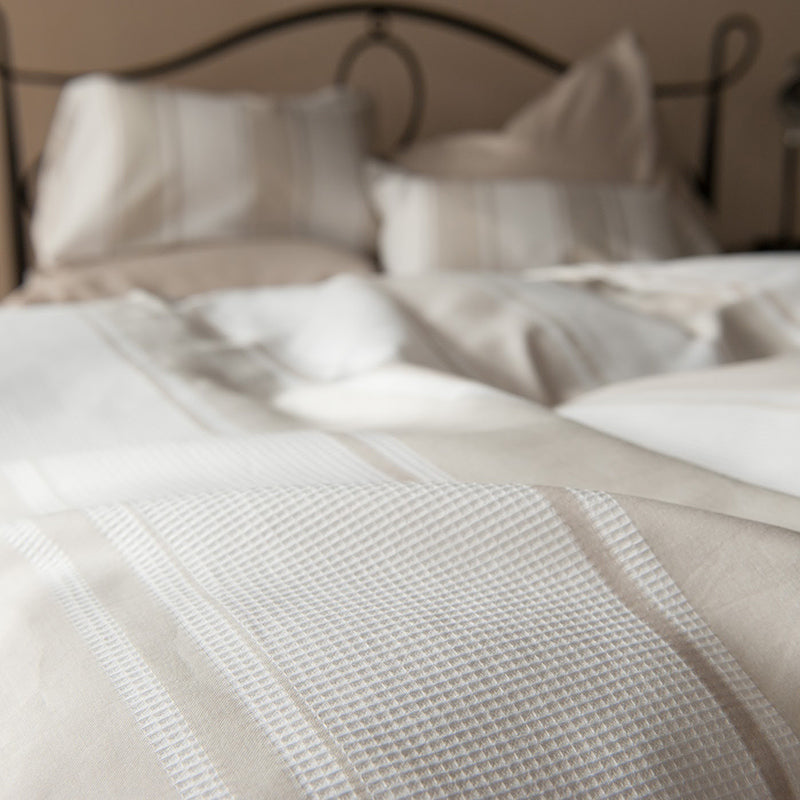 織りと色糸の組合せがシックなストライプ コンフォーターカバー【Fab the Home】