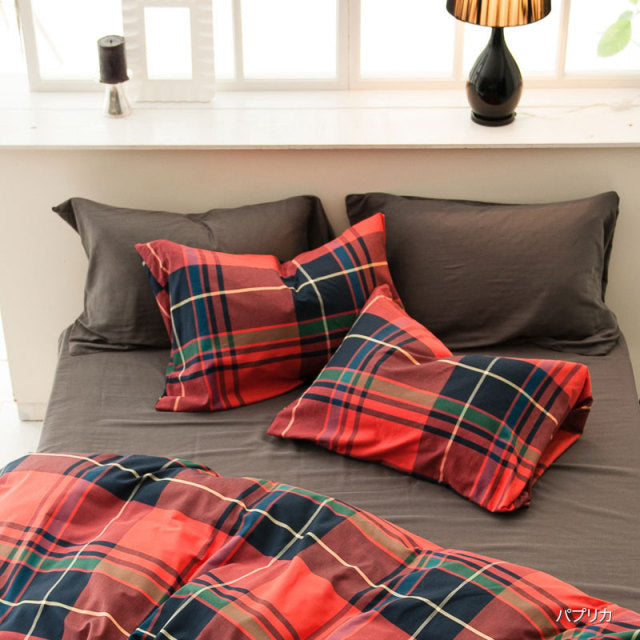 色糸が作るコントラストが美しいツイルチェック ハイランド ピローケース 2枚セット【Fab the Home】