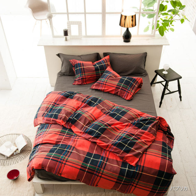 色糸が作るコントラストが美しいツイルチェック ハイランド ピローケース 2枚セット【Fab the Home】