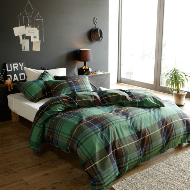 色糸が作るコントラストが美しいツイルチェック ハイランド ピローケース 2枚セット【Fab the Home】